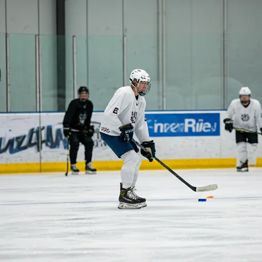 Hockey players practicing drills
