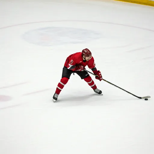 Ice hockey game action shot from high angle