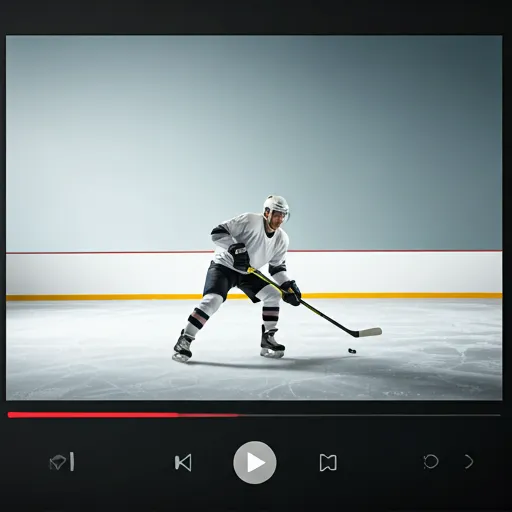 Hockey game action shot frozen in video player